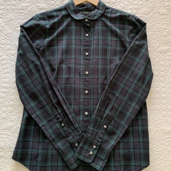 J. Crew Tops - JCREW Green/Navy Tartan Plaid Perfect Long Sleeve Shirt | Size 10